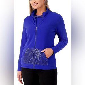 Quacker Factory French Terry Sequin Pocket Jacket